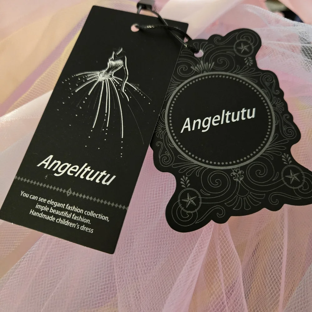 ANGEL TUTU Girls Pastel Floral Tulle Dress With Satin Flower Embellishments